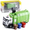 Diecast Model Cars 132 City Garbage Truck Car Model Diecasts Metal Garbage Sorting Sanitation Vehicle Car Model Sound and Light Childrens Toy Gift X0731
