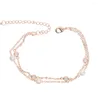 Charm Bracelets Fashion 3 Cores Double Link Chain Bracelet Pearl Cz Delicate Simples Simples Presente de Dia dos Namorados Para Ela