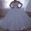 göze çarpan vestido de noiva ışıltı gelinlik 2020 balyalı elbisesi uzun kollu artı boyutlu prenses gelinlikleri kadınlar için robe de mari2871