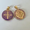 Charms 50 Stück religiöse mehrfarbige St. Benedikt-Medaille Katholische vergoldete SB-Medaille Münze San Benito Geschenk 230729