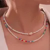 Choker 2pcs/set Natural Conch Shell Necklaces Women Fashion Surfer Jewelry Bohemian Colorful Beaded Chain Collare