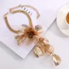 Ensembles de bijoux de mariage faits à la main en cuivre fleur collier et boucles d'oreilles ensemble mode or couleur ensembles de bijoux pour femmes accessoires cadeaux de fête à la mode 230729