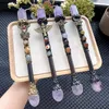 Biżuteria torebki Naturalne piękne ametyst Magic Trace Quartz Crystal Double Point Tower Healing