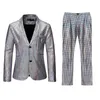 Mens Trailtsuits Suit Ceket Retro Metalik Glitter Punk Gotik Düğün Sahne Performansı İki Parça Lüks Altın Blazer 230731