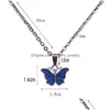 Pendant Necklaces Color Changing Butterfly Necklace Cute Temperature Sensing Women Fashion Jewelry Will And Sandy Drop Delivery Pendan Dhex8