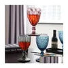 Bicchieri da vino Calici in vetro vintage Calici in rilievo con gambo assortiti colorati Bere per bevande succhi d'acqua 064528 Drop Delivery Home Garde Dhbs2