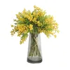 Decorative Flowers Wreaths 6Pcs Artificial Acacia Bean Flower Yellow Mimosa Plush Pudica Spray Cherry Silk Fake For Wedding Home Decoration 230731