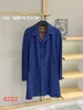 Mens Woolen Coats Autumn loro piana Leisure Blue Plaid Silk Cotton Long Coats