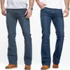 Män jeans herrar boot cut jeans något blossed smal passform blå svart byxor designer klassisk manlig stretch denim byxor 230729
