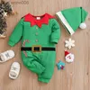 Комбинезоны осенне-зимние для мальчиков и девочек, одежда для малышей, рождественский зеленый спрайт, комбинезон с длинными рукавами для косплеяL231101