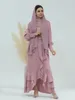 Etniska kläder Ramadan Dubai 2 Piece Abaya Set Turkiet Islam kjol muslim sätter lång hijab klänning abayas för kvinnor robe femme vestidos