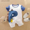 Jumpsuits 3month To 2-year-old Baby Costume Boys Cartoon Dinosaur Rompers Summer Clothing Toddler Short Sleeved Onesie Infantil JumpsuitL231101