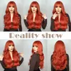 Synthetic Wigs Easihair Long Wavy Orange Red Synthetic Wigs with Bangs for Women Cosplay Christmas Natural Hair Heat Resistant Fiber 230227