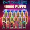 100% autentico Randm Tornado 10000 sbuffi e sigaretta RGB luce incandescente penna Vape usa e getta 10K barre indicatore di alimentazione