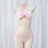 Ani Beach Girl Anime süße Katze rosa Schleife Bikini Badeanzug Bademode Unifrom Damen Unterwäsche Dessous Outfits Kostüme Cosplay