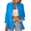 Kvinnors blusar 2023 Spring/Summer Solid Color Cardigan Candy Loose Relaxed Fashion Style Cersatile Long Sleeve Shirt