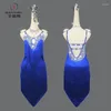 Stage Wear Professionele Blauwe Latin Danswedstrijd Prestaties Kostuum Sexy Vrouwen Outdoor Party Omzoomde Jurk Grote Maat Aangepaste Meisjes