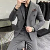 Abiti da uomo 2023 Autunno E Inverno Abito doppiopetto Slim Casual in due pezzi Giacche da sposa Pantaloni Blazer Cappotti intelligenti 3XL