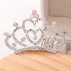 Hair Accessories Girls Rhinestone Crown Ornament Colorful Alloy Princess Children's Birthday Party Comb Clothing