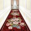 Tapis Reese rouge sans fin traditionnel chinois pivoine Rose hall porche couloir couloir couleur vive non pelucheux salon tapis long 231031