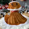 Ani novo 2022 menina natal rena vestido marrom uniforme feminino cervos elk com capuz xale roupas cosplay trajes