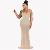 Designer Sexy Strass Diamants Robes Femmes De Luxe Spaghetti Bretelles Maxi Robe Maille Sheer Élégante Soirée Robe De Soirée Clubwear En Gros Vêtements 10329