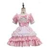 Sexy Cute Pink Maid Dress Japanese Sweet Female Lolita Dress Role Play Come Halloween Party Cosplay Anime Maid Uniform Suit L220713163