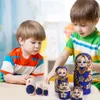 Куклы 1 Set Wood русские гнездовые куклы Matryoskka Куклы Babushka Ручная краска медведь Poupee Russe для детских подарков изготовленные куклы.