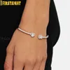 Bracelet 2023 Glacé Bling Coeur Ouvert Bracelet À Breloques Or Argent Couleur AAA CZ Coeurs Pour Femmes Bijoux De Luxe 231101