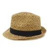 Basker halm panama hatt vuxna fedora hattar bälte trilby caps kvinnor män sommar fedoras jazz andas solhat cap chapeau blower