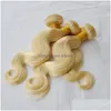 Tessuto per capelli vergini Elibess 3 pacchi 828 pollici Capelli umani vergini brasiliani Remy Onda sciolta Yaki Dritto Corpo riccio profondo Colore biondo 61 Dhnbo