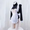 Ani anime japonês menina empregada bodysuit uniforme avental traje cosplay