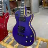 Migliore chitarra elettrica personalizzata, hardware nero, colore viola in raso, tastiera in mogano, spedizione gratuita