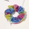 Scrunchies Zipper Rainbow Ponytail حامل الشعر مخطط نجمة ليزر رئيس الولايات المتحدة الأمريكية العلم علاقات الشعر روابط الشعر