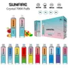 Original Sunfire Crystal 7000 8000 Puffs Pro engångsvap 18 ml/16 ml Förspillat 600mAh Battery RGB Mesh Coil Cigaretter Tornado 7000 8000 9000 12000 12K Puff 5000