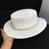 Sombreros de ala ancha Celebridad web en el mismo verano Sun Han Edición Mujer japonesa Se previene Bask Beach Flat Straw HatWide