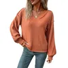 Women's Sweaters Casual Fashion Solid Color Round Neck Long Sleeve Sweater For Autumn And Winter Damen Strick Pullover Ropa De Mujer
