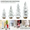 Decorazioni natalizie Decorazioni natalizie Mini albero artificiale Floccaggio nordico Decorazione annuale Cedro bianco Buon Natale Festa in casa Des Dhucw