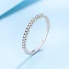 Solitärring NeeTim Ring aus 925er Sterlingsilber mit weißvergoldetem Volldiamantband, Verlobungs- und Eheringe für Damen 231031