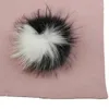 Scarves Cute Born Baby Soft Warm Wool Swaddling Blanket Bedding Swaddles Wrap Birth Gift With 15cm Triple Color Real Fur Pompom