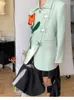 Damenanzüge UNXX Frühling 2023 Mintgrüner Mantel Jacken Blazer Frauen Eleganter, stilvoller Blumen-Patch Hasp Designer Koreanische maßgeschneiderte Mäntel