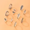 Cluster Ringen VIVILADY Trendy 10 stuk/set Lichtmetalen Bladeren Hart Wing Knuckle Sieraden Voor Vrouwen Vintage Persoonlijkheid Party Gift Groothandel