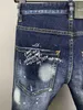 Mężczyźni chude spodnie dla mężczyzny dsqpleind2 dżinsowe bawełniane spodnie spółki zamykające spodnie jeansowe bawełny niebieski szary 100% bawełniany pasek muchy Wychwycony szczupła noga