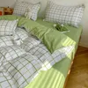 Bettwäsche-Sets Ins Simple Style Bettbezug-Set mit Kissenbezügen Bettlaken ohne Bettdecke Grau Jungen Mädchen Kit Single Twin Bettwäsche 231101