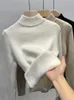 Women's Sweaters Winter Warm Sweater Pullover Women Slim Thicken Plush Velvet Lined Knitwear Jumper Korean Half Turtleneck Poleras Soft Knit Tops 231031