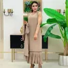 Etnische Kleding 2023 Casual Zomer Herfst Jurk Sets Moslim Lantaarn Mouw Lange Jas Mouwloos Avondfeest Arabische Jurken Gewaad