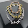 Modedesigner TIFF Ring Top T V Gold High Edition Hufeisen Doppelring Volldiamant Bambus Gelenk Halskette U-förmige ineinandergreifende Paarschnalle