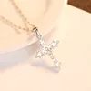 Cross pendant necklace S925 sterling silver AAA zircon high-end necklace European American fashion women collar chain wedding party jewelry Valentine's Day gift SPC