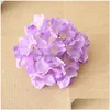 Couronnes de fleurs décoratives Fleurs décoratives 9 pièces Têtes de fleurs d'hortensia Mur artificiel en soie Faux pour la maison Fond de mariage Déco Dhyva