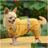 Cão vestuário cão vestuário ano pet gato capa de chuva roupas filhote de cachorro macacão com capuz à prova d 'água jaquetas de chuva drop entrega dhgarden dhw5x